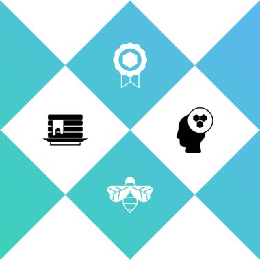 Krepler yığını, Arı, Bal Madalyası ve Arıcı ikonu. Vektör