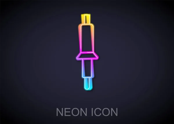 Gloeiende Neon Lijn Soldeerbout Pictogram Geïsoleerd Zwarte Achtergrond Vector — Stockvector