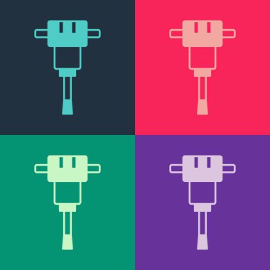 Pop Art İnşaat matkap ikonu renk arkaplanında izole edilmiş. Vektör