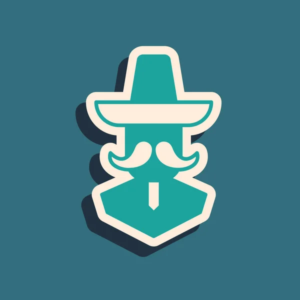 Hombre Mexicano Verde Con Sombrero Aislado Sobre Fondo Verde Hombre — Archivo Imágenes Vectoriales