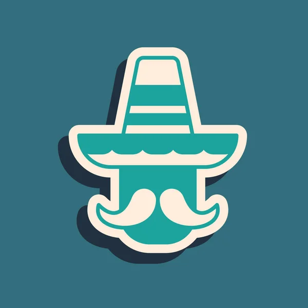 Hombre Mexicano Verde Con Sombrero Aislado Sobre Fondo Verde Hombre — Archivo Imágenes Vectoriales