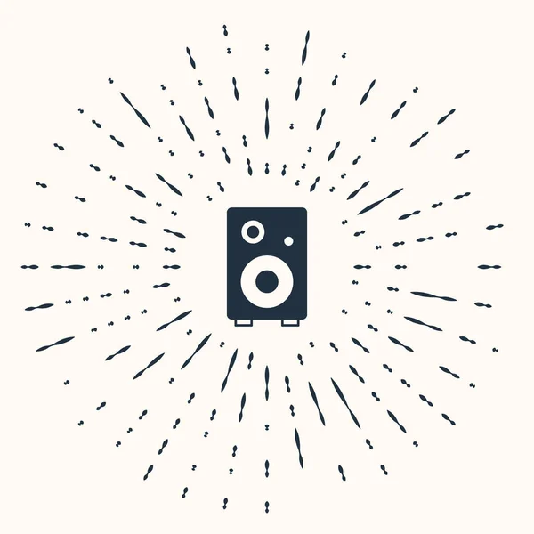 Иконка Серого Стереодинамика Изолирована Бежевом Фоне Звуковые Динамики Музыкальный Символ — стоковый вектор