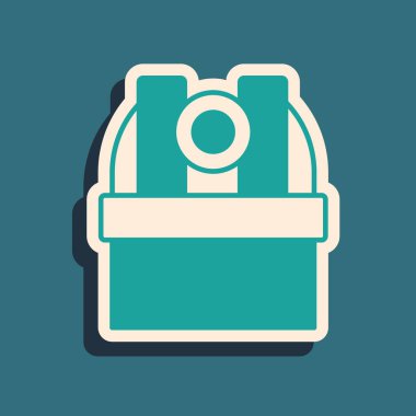 Yeşil Astronomik Gözlemevi simgesi yeşil arkaplanda izole edildi. Teleskoplu bir gözlemevi. Bilimsel kurum. Uzun gölge tarzı. Vektör