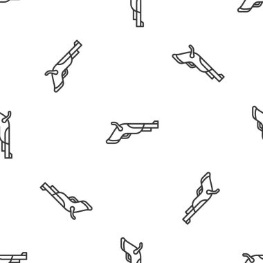 Gri çizgili Vintage tabanca ikonu beyaz arka planda izole edilmiş kusursuz desen. Eski bir silah. Vektör