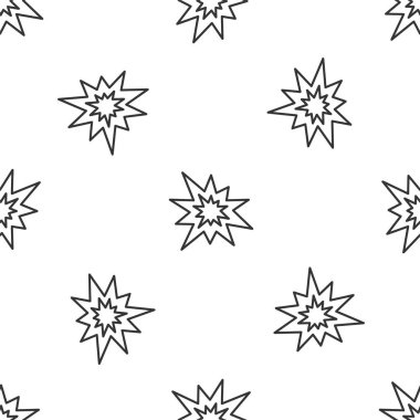 Şarapnel şarapneli gri çizgi bombası ve ateş topu ikonu beyaz arka planda izole edilmiş. Vektör