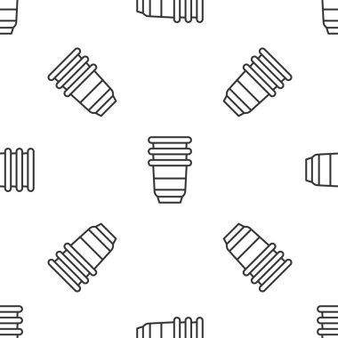 Gri çizgi kağıt cam ikonu beyaz arka planda kusursuz desen izole etti. Soda bardağı. Taze soğuk içecek sembolü. Vektör