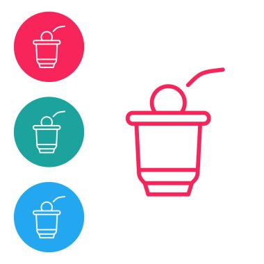 Kırmızı çizgi bira pong oyunu simgesi beyaz arkaplanda izole edildi. Alkol partisi oyunu. Simgeleri daire düğmelerine ayır. Vektör