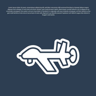 Mavi çizgi UAV İHA simgesi mavi arkaplanda izole edildi. Askeri İnsansız Uçak Casusu. Vektör