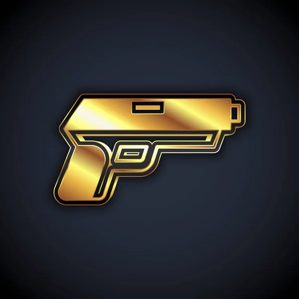 Pistola Oro Pistola Icono Aislado Sobre Fondo Negro Pistola Policial — Vector de stock