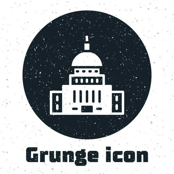 Icono Casa Blanca Grunge Aislado Sobre Fondo Blanco Washington Dibujo — Vector de stock