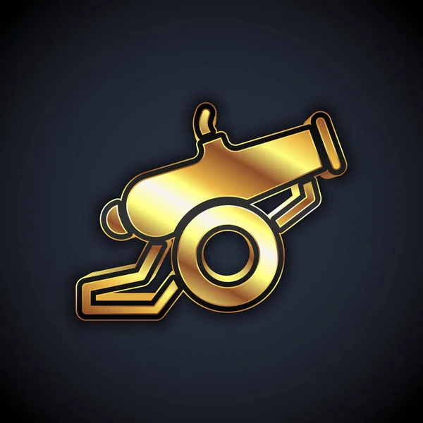 Gold Cannon Symbol Isoliert Auf Schwarzem Hintergrund Vektor — Stockvektor
