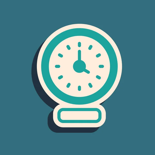 Ícone Relógio Verde Isolado Fundo Verde Símbolo Temporal Estilo Sombra — Vetor de Stock