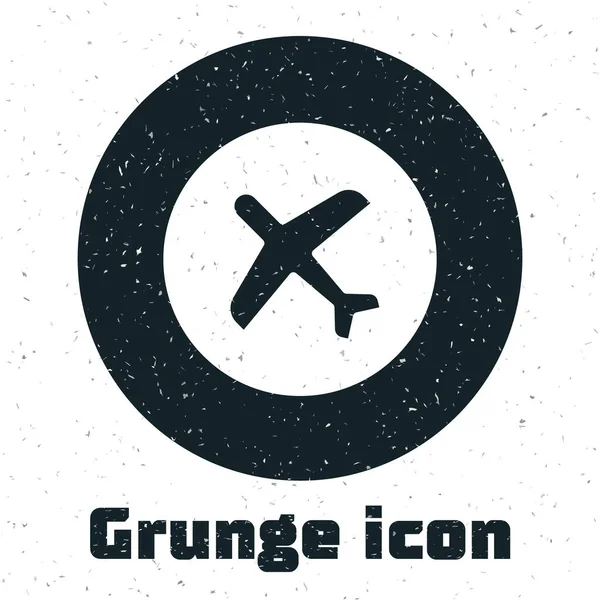 Значок Grunge Plane Выделен Белом Фоне Икона Летающего Самолета Вывеска — стоковый вектор