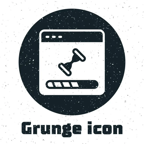 Grunge Cargar Una Ventana Datos Con Icono Barra Progreso Aislado — Vector de stock