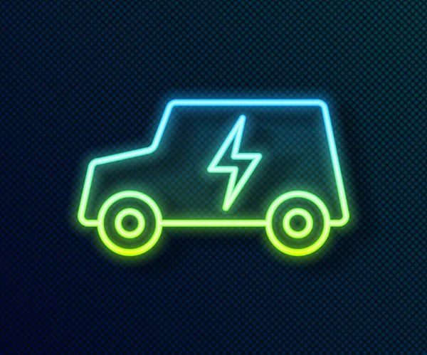 Linea Neon Incandescente Icona Ricarica Auto Elettriche Cavi Elettrici Isolata — Vettoriale Stock