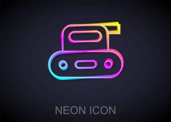 Leuchtende Neon Linie Elektrohobelwerkzeug Symbol Isoliert Auf Schwarzem Hintergrund Vektor — Stockvektor