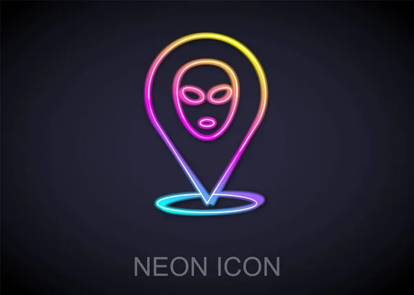 Gloeiende Neon Lijn Alien Icoon Geïsoleerd Zwarte Achtergrond Buitenaards Buitenaards — Stockvector