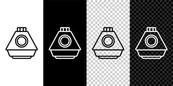 Set Line Space Capsule Icon Isolated Black White Transparent Background — Stock Vector
