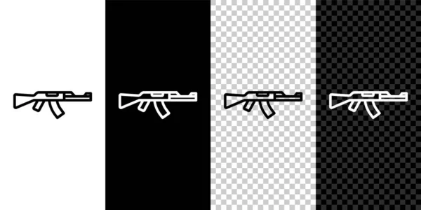 Establecer Línea Subfusil Icono Aislado Blanco Negro Fondo Transparente Kalashnikov — Archivo Imágenes Vectoriales