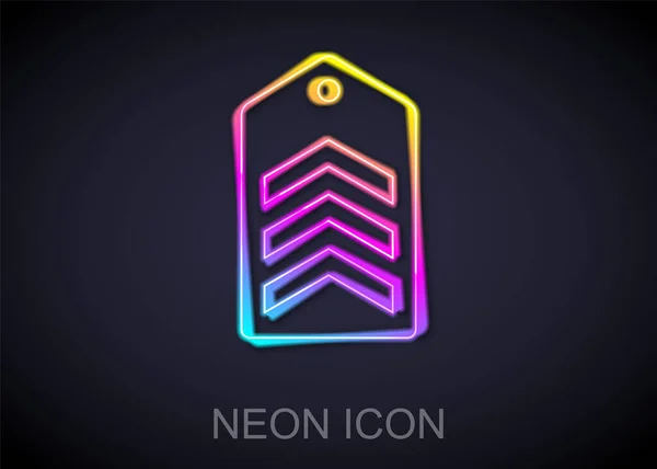 Glowing Neon Line Chevron Icon Isolated Black Background Military Badge — Stock Vector