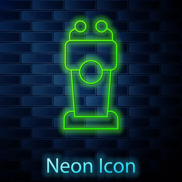 Žhnoucí Neon Line Stage Stánek Nebo Debata Pódium Rostrum Ikona — Stockový vektor