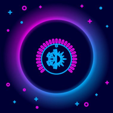 Parlayan neon hattı Termostat simgesi siyah arkaplanda izole edildi. Sıcaklık kontrolü. Renkli taslak konsepti. Vektör