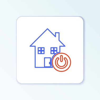 Line Smart ev simgesi beyaz arkaplanda izole edildi. Uzaktan kumanda. Renkli taslak konsepti. Vektör