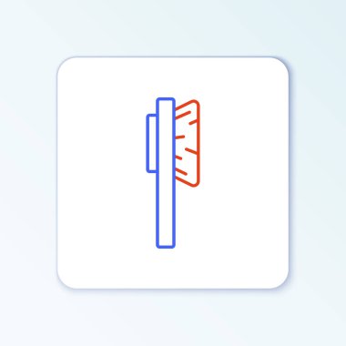 Beyaz arkaplanda çizgi saç fırçası simgesi izole edildi. Taraklı saç işareti. Berber sembolü. Renkli taslak konsepti. Vektör