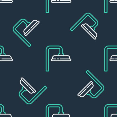 Üzerinde su damlası akan bir ikon olan çizgi duş başlığı siyah zeminde izole edilmiş pürüzsüz desen. Vektör