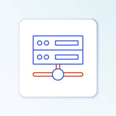 Satır Sunucusu, Data, Web sunucu simgesi beyaz arkaplanda izole edildi. Renkli taslak konsepti. Vektör