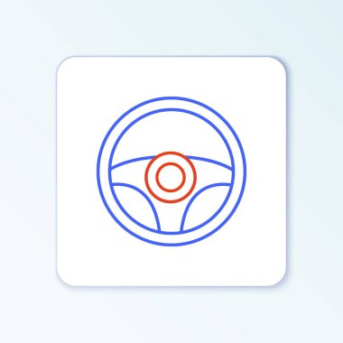 Direksiyon simgesi beyaz arkaplanda izole edildi. Araba tekeri ikonu. Renkli taslak konsepti. Vektör