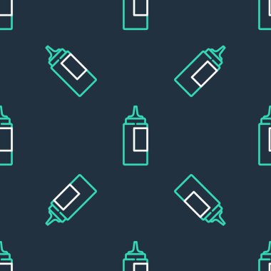 Çizgi sosu ikonu siyah arka planda izole edilmiş. Ketçap, hardal ve fast food için soslu mayonez şişeleri. Vektör