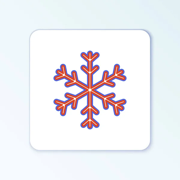 Line Snowflake Symbol Isoliert Auf Weißem Hintergrund Buntes Rahmenkonzept Vektor — Stockvektor