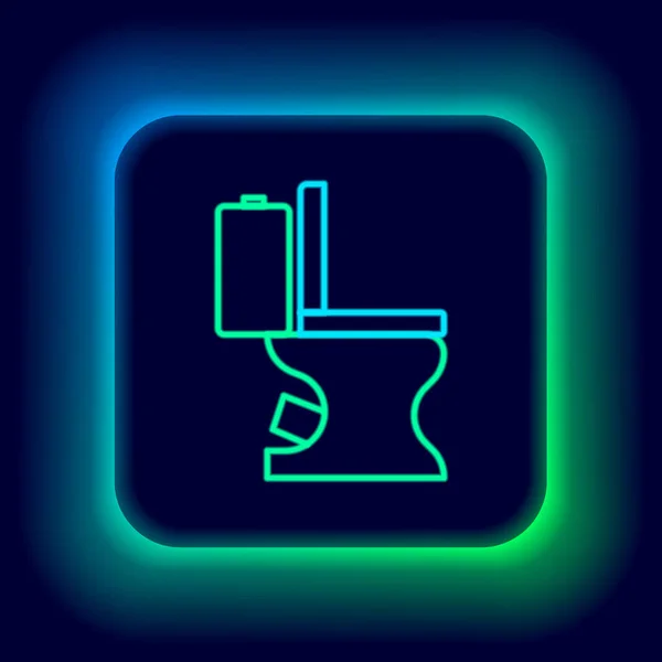 Leuchtende Neon Linie Toilettenschüssel Symbol Isoliert Auf Schwarzem Hintergrund Buntes — Stockvektor