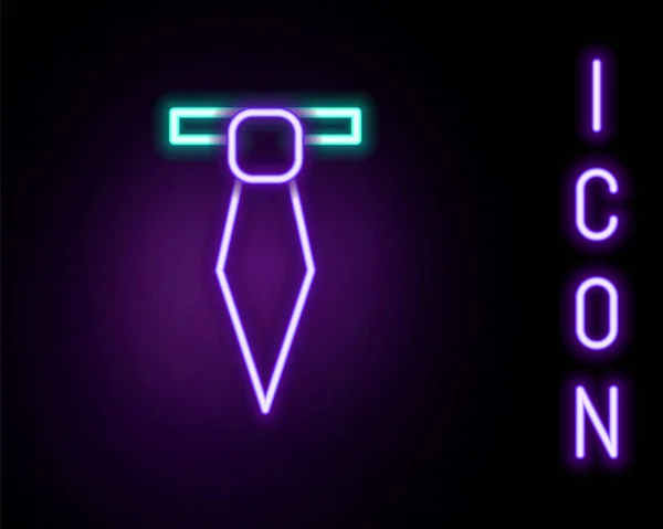 Ragyogó Neon Vonal Nyakkendő Ikon Elszigetelt Fekete Háttérrel Nyakkendő Nyakkendő — Stock Vector