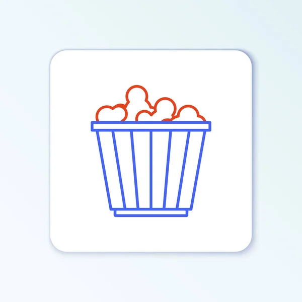 Line Popcorn Kartonnen Doos Pictogram Geïsoleerd Witte Achtergrond Popcorn Emmer — Stockvector