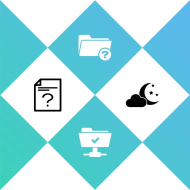 Bilinmeyen belge, FTP işlemi başarılı, dizin ve Bulut ile ay ve yıldız simgesini ayarla. Vektör.