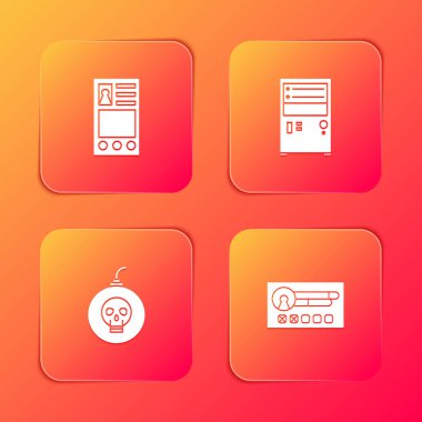 Hesap ekranı oluştur, Bilgisayar, Bomba patlamaya ve simgeye hazır olsun. Vektör.