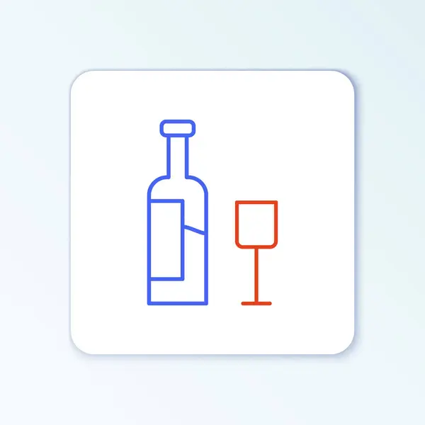 Line Wine Láhev Skleněnou Ikonou Izolované Bílém Pozadí Barevný Koncept — Stockový vektor