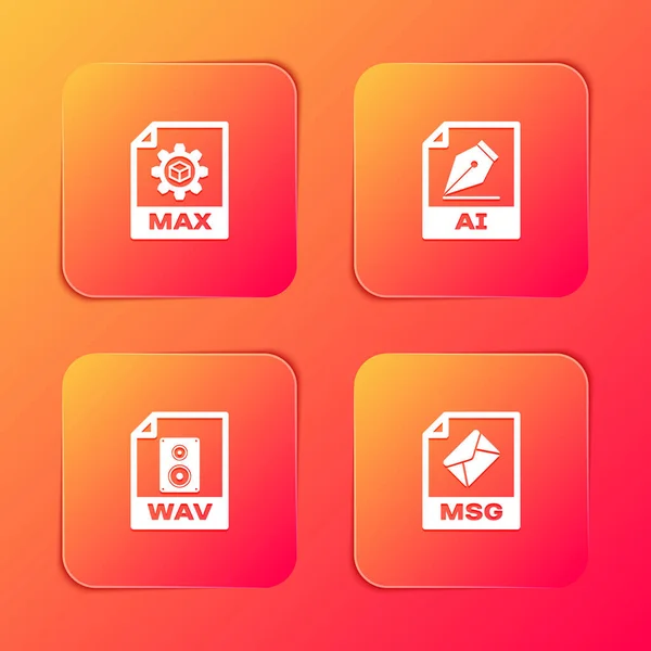 Set Max File Document Wav Msg Icon Vector — Stock Vector
