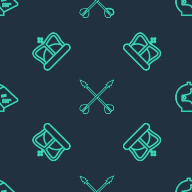 Orta Çağ çapraz okları, Kral tacı ve demir miğferi pürüzsüz desenlere göre ayarlayın. Vektör.