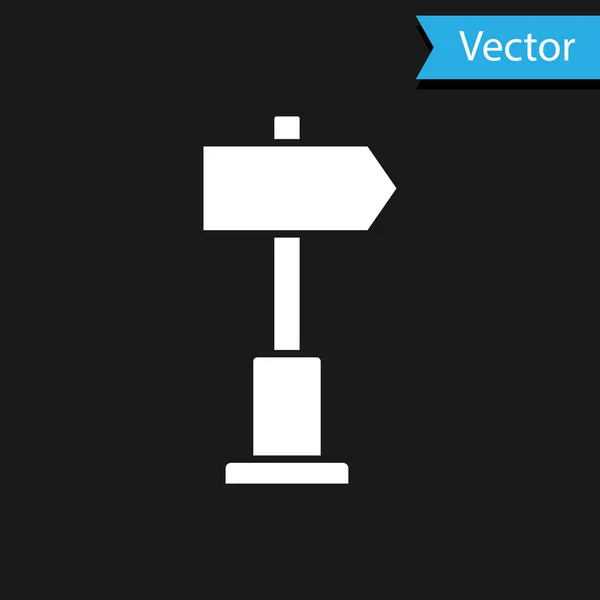 Señal Tráfico White Road Icono Señal Aislado Sobre Fondo Negro — Archivo Imágenes Vectoriales