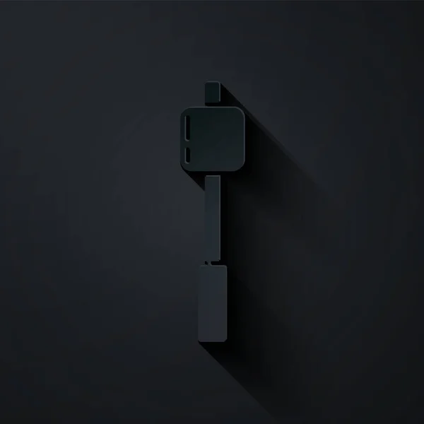 Papiergeschnittener Marshmallow Auf Stick Symbol Isoliert Auf Schwarzem Hintergrund Papierkunst — Stockvektor