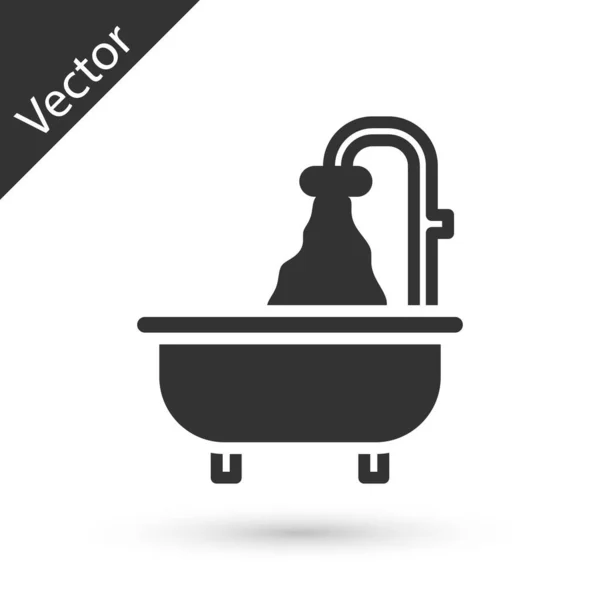 Grey Bathtub Icon Isolated White Background Vector — Stock Vector