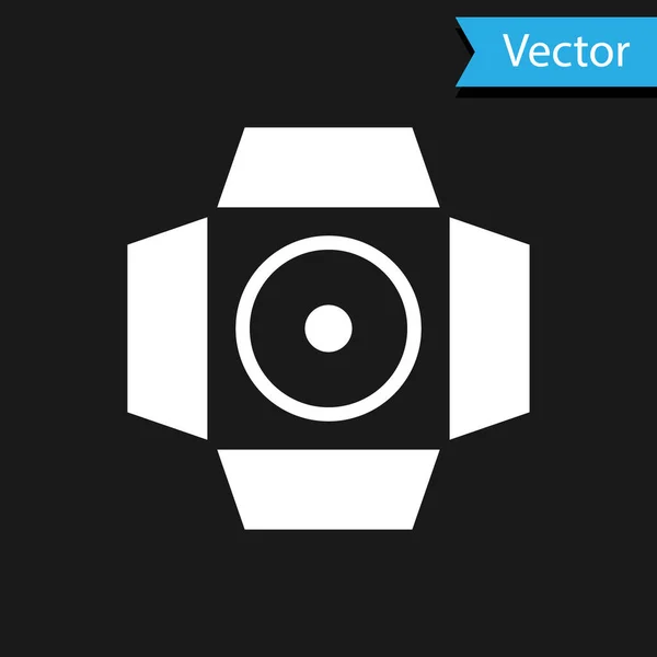 White Movie Scheinwerfer Symbol Isoliert Auf Schwarzem Hintergrund Lichteffekt Szene — Stockvektor