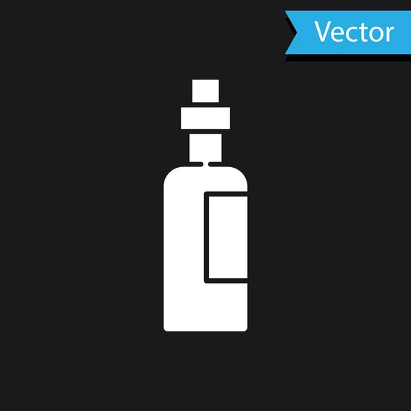 Weiße Flasche Olivenöl Symbol Isoliert Auf Schwarzem Hintergrund Krug Mit — Stockvektor