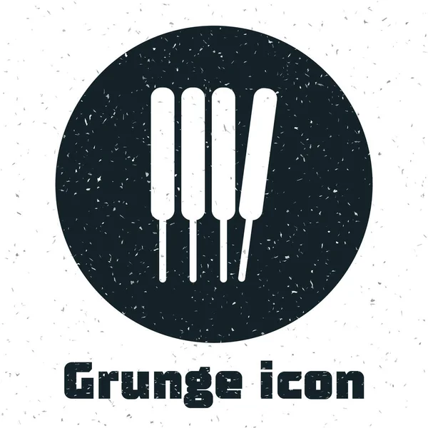 Grunge Aroma Sticks Incense Aromas Icon Isolated White Background Monochrome — Stock Vector