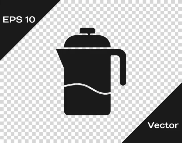 Black French Press Icon Isolated Transparent Background Vector — Stock Vector