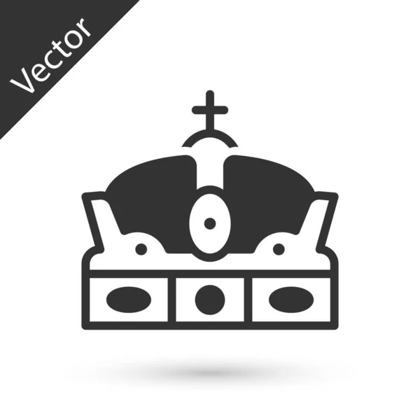 Corona Gris España Icono Aislado Sobre Fondo Blanco Vector — Vector de stock