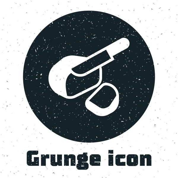 Grunge Canadese Peameal Bacon Icoon Geïsoleerd Witte Achtergrond Monochrome Vintage — Stockvector